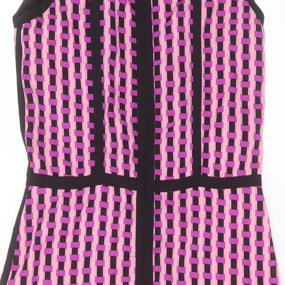 Awear Womens Purple Geometric Polyester Shift  Size 10  Round Neck