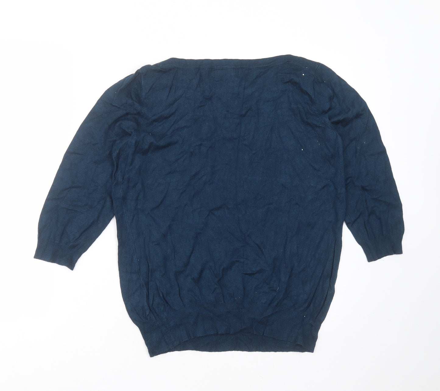 Debenhams Womens Blue Boat Neck  Viscose Pullover Jumper Size 16   - studded