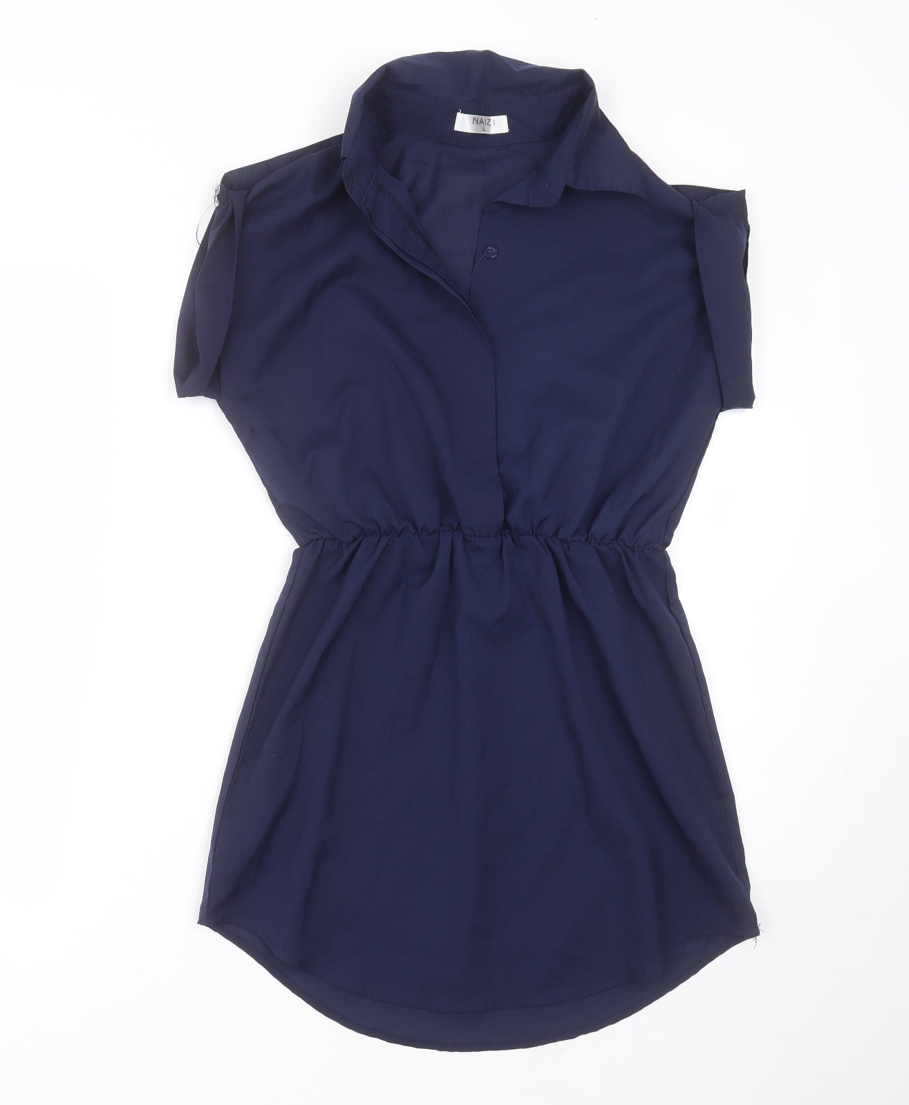 naizi Womens Blue  Polyester Shift  Size L  Collared