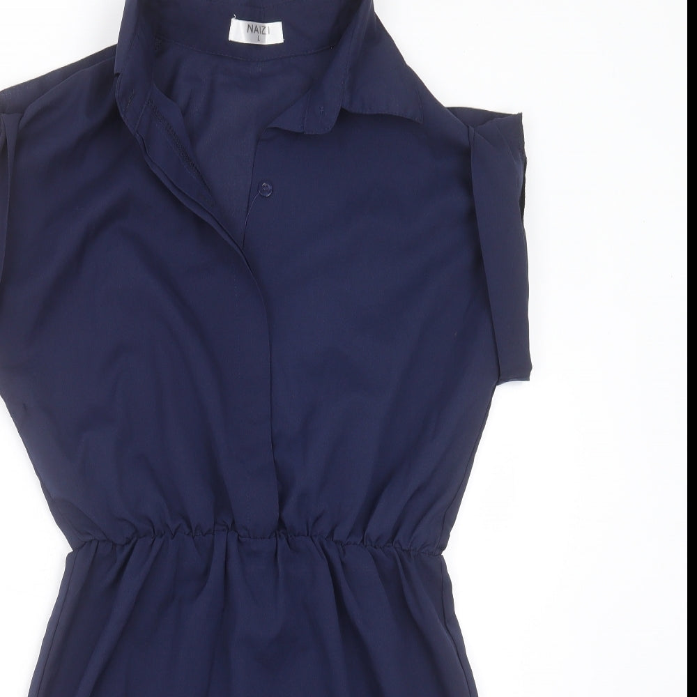 naizi Womens Blue  Polyester Shift  Size L  Collared