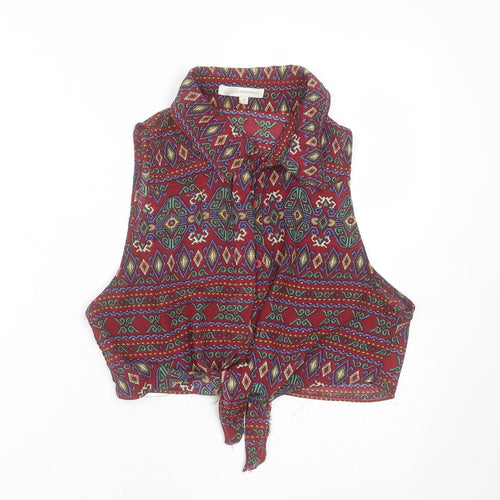 Glamorous Womens Multicoloured Geometric Polyester Cropped Blouse Size 10 Collared