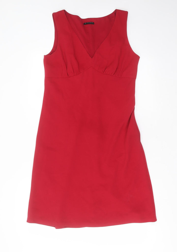 Sisley Womens Red  Polyester Shift  Size M  V-Neck