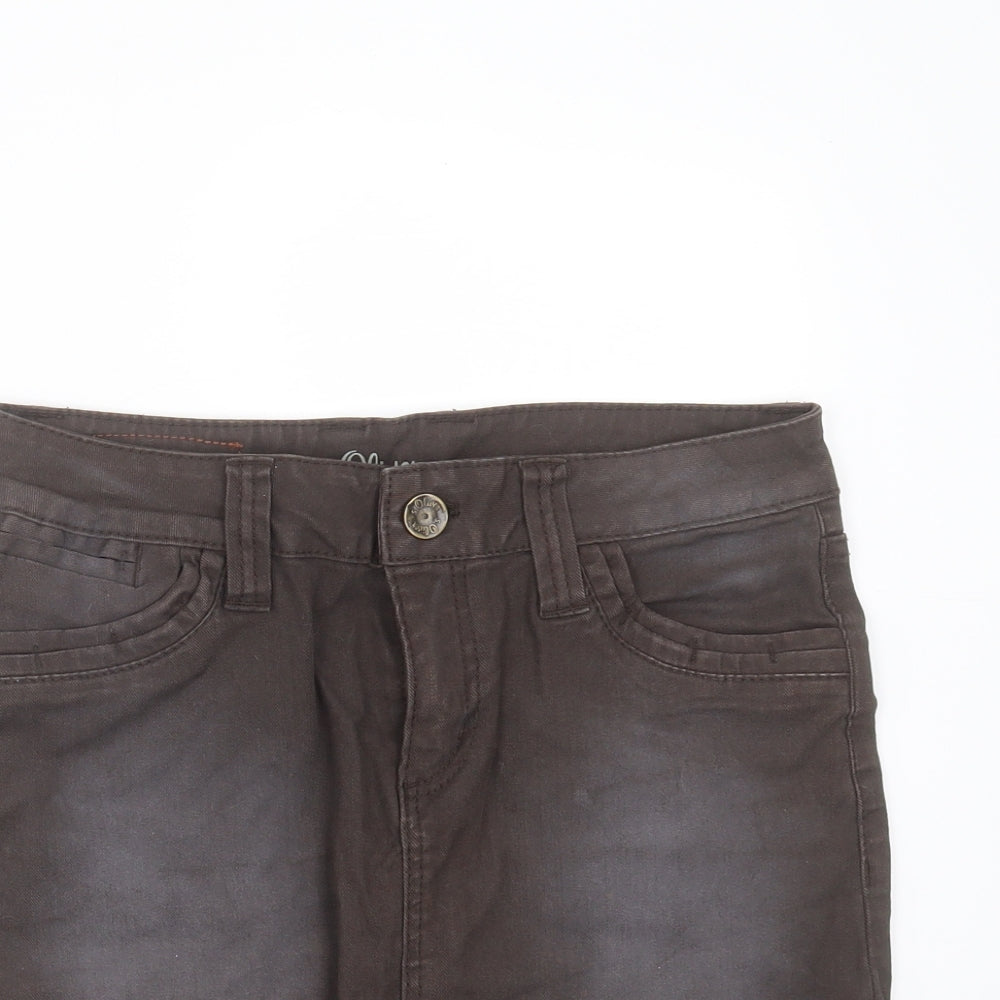 s.Oliver Womens Brown  Cotton Mini Skirt Size 6   Zip