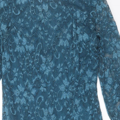 New Look Womens Blue Floral Polyamide Shift  Size 12  Round Neck