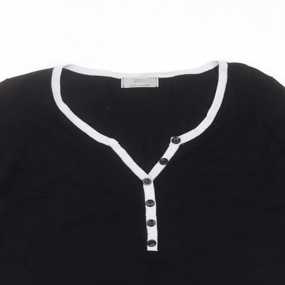 Marks and Spencer Womens Black V-Neck  Viscose Pullover Jumper Size 20