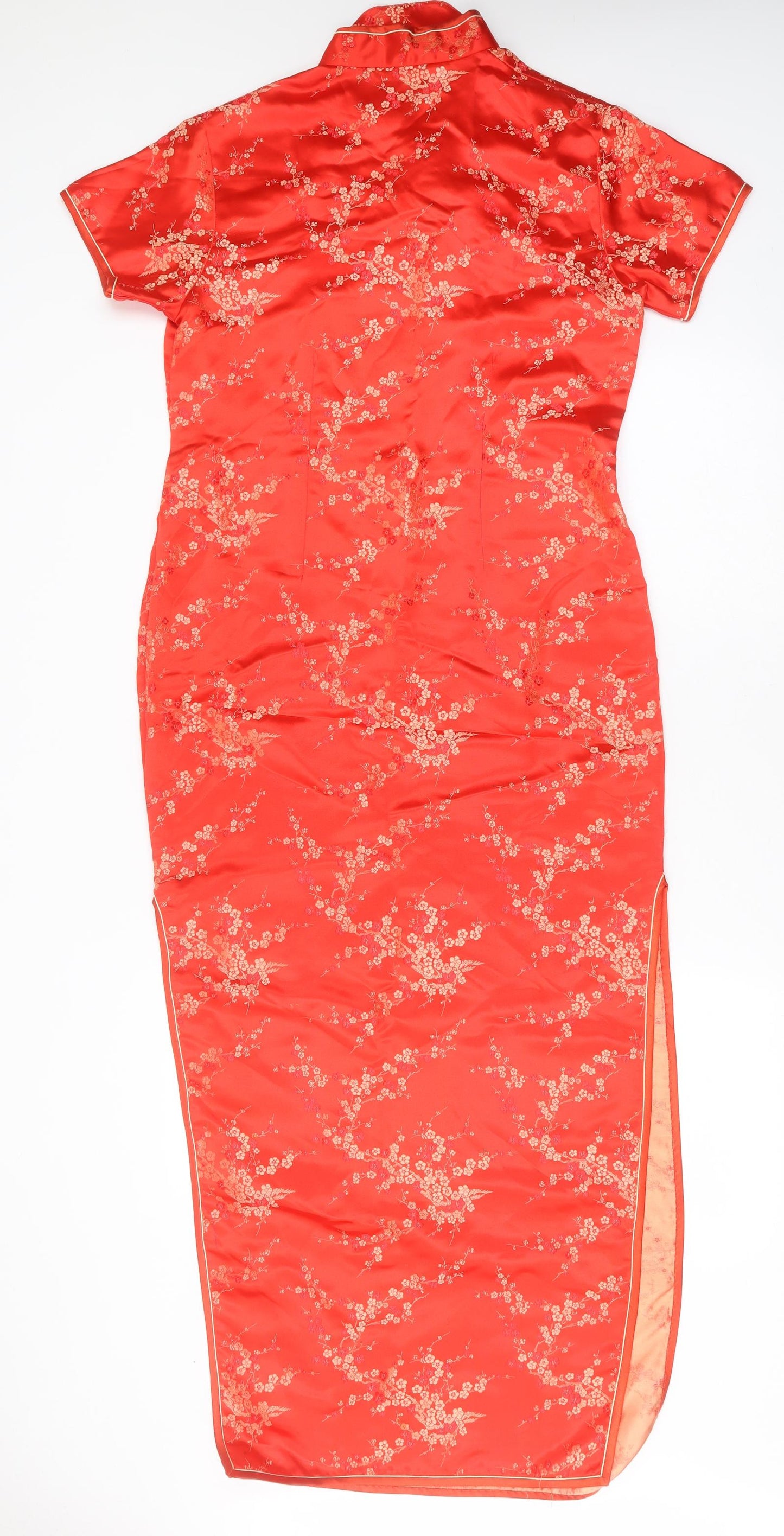 Esme Womens Red Floral Rayon Maxi  Size 10  Round Neck Button
