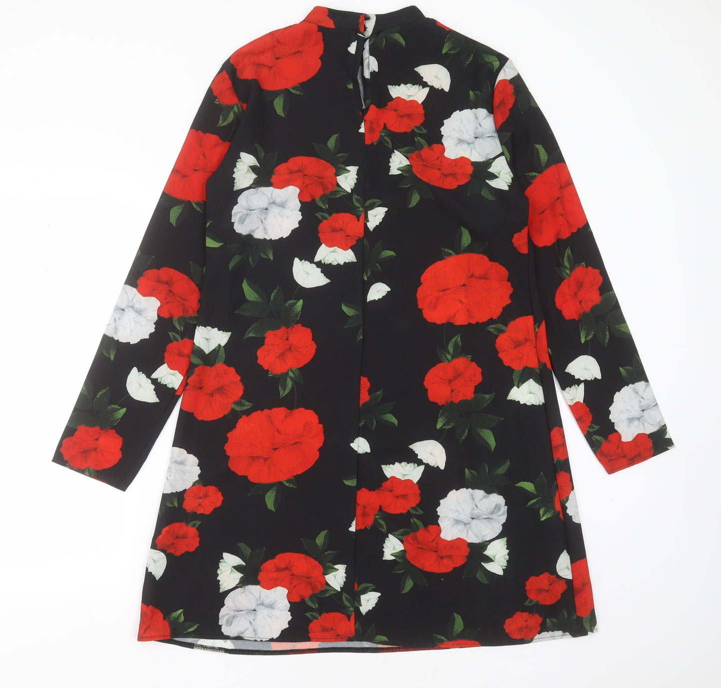 Lipsy Womens Black Floral Polyester Shift  Size 12  Round Neck