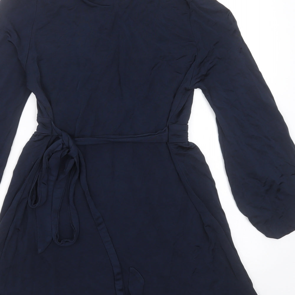 Topshop Womens Blue  Viscose Basic Blouse Size 10 V-Neck