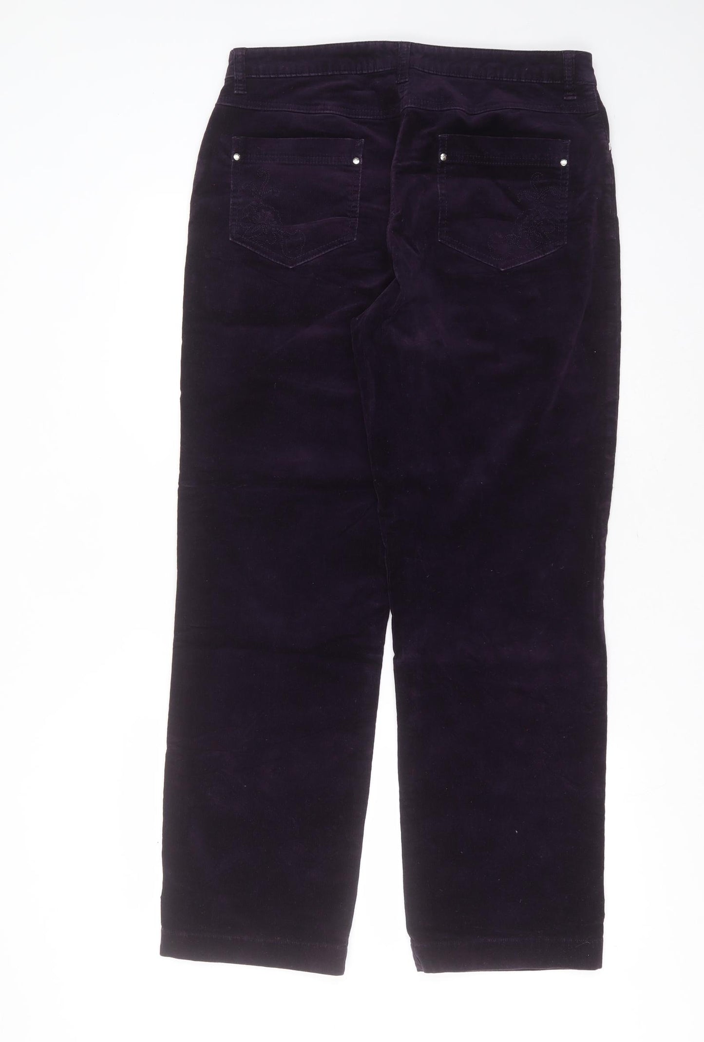 DASH Womens Purple  Cotton Trousers  Size 14 L29 in Regular Zip
