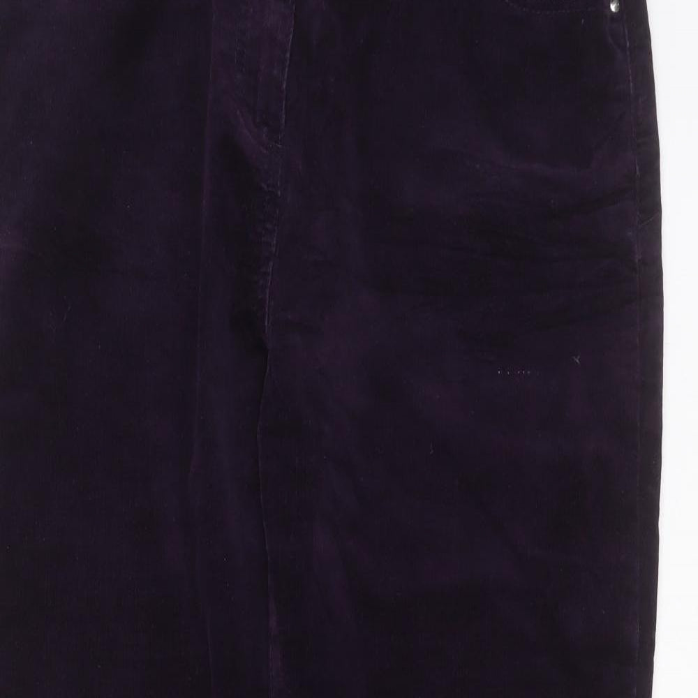 DASH Womens Purple  Cotton Trousers  Size 14 L29 in Regular Zip