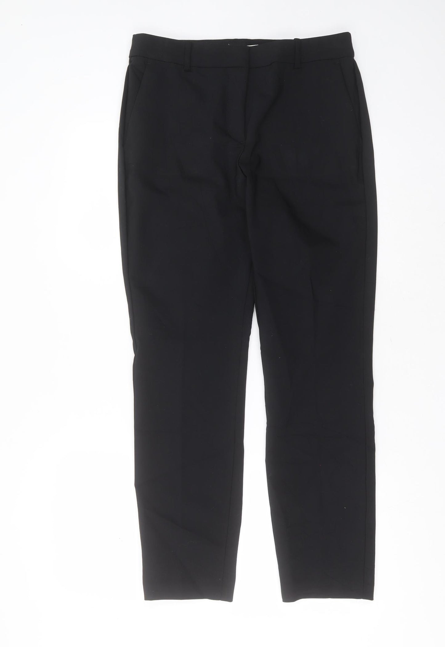 H&M Womens Black  Cotton Trousers  Size 14 L28 in Regular Zip