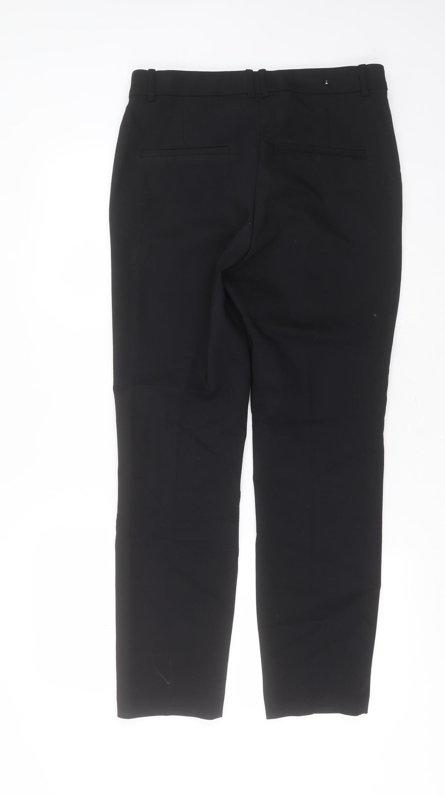 H&M Womens Black  Cotton Trousers  Size 14 L28 in Regular Zip