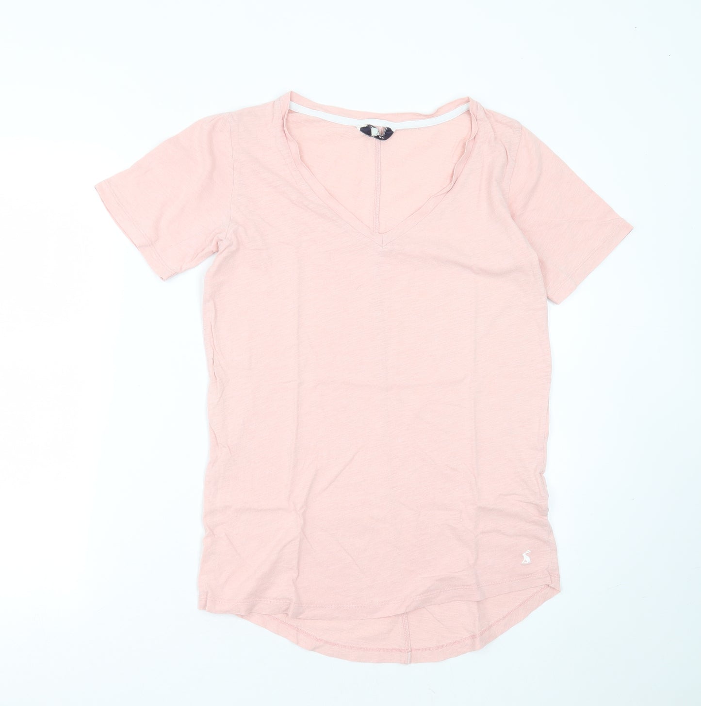 Joules Womens Pink  Cotton Basic T-Shirt Size 8 V-Neck