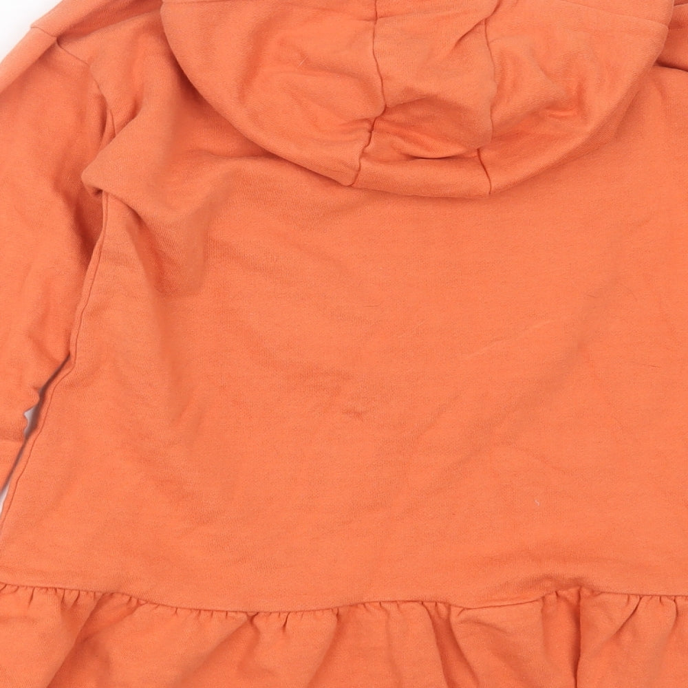 George Girls Orange  Cotton Pullover Hoodie Size 13-14 Years   - love heart
