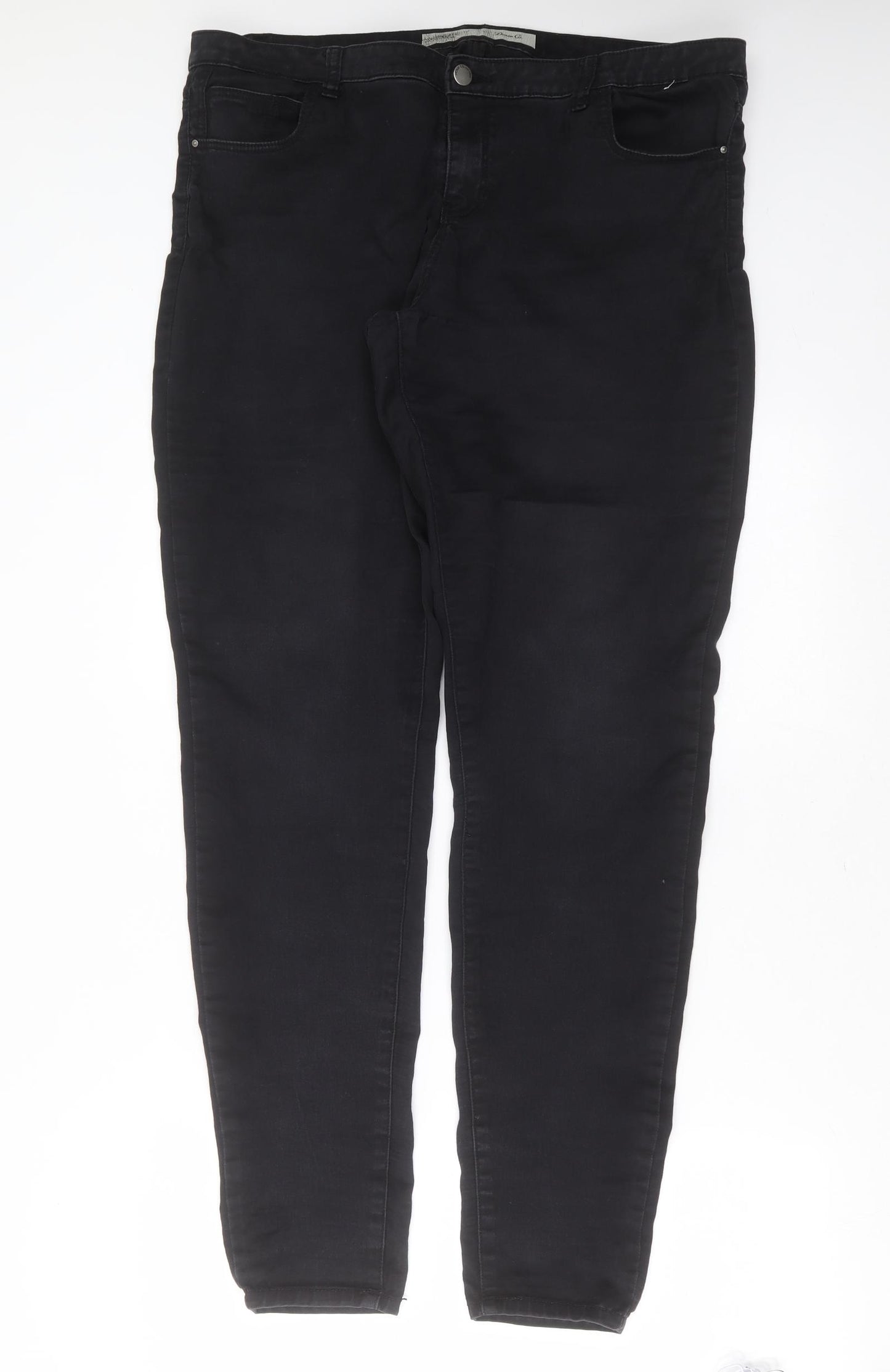 Primark Womens Black  Cotton Skinny Jeans Size 18 L33 in Extra-Slim Zip