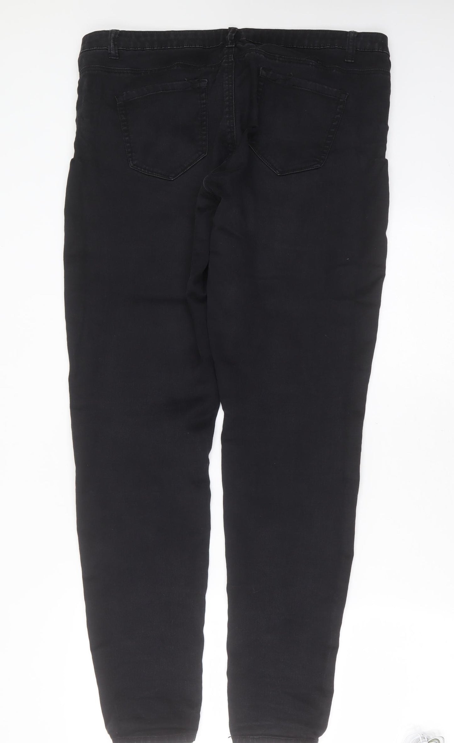 Primark Womens Black  Cotton Skinny Jeans Size 18 L33 in Extra-Slim Zip