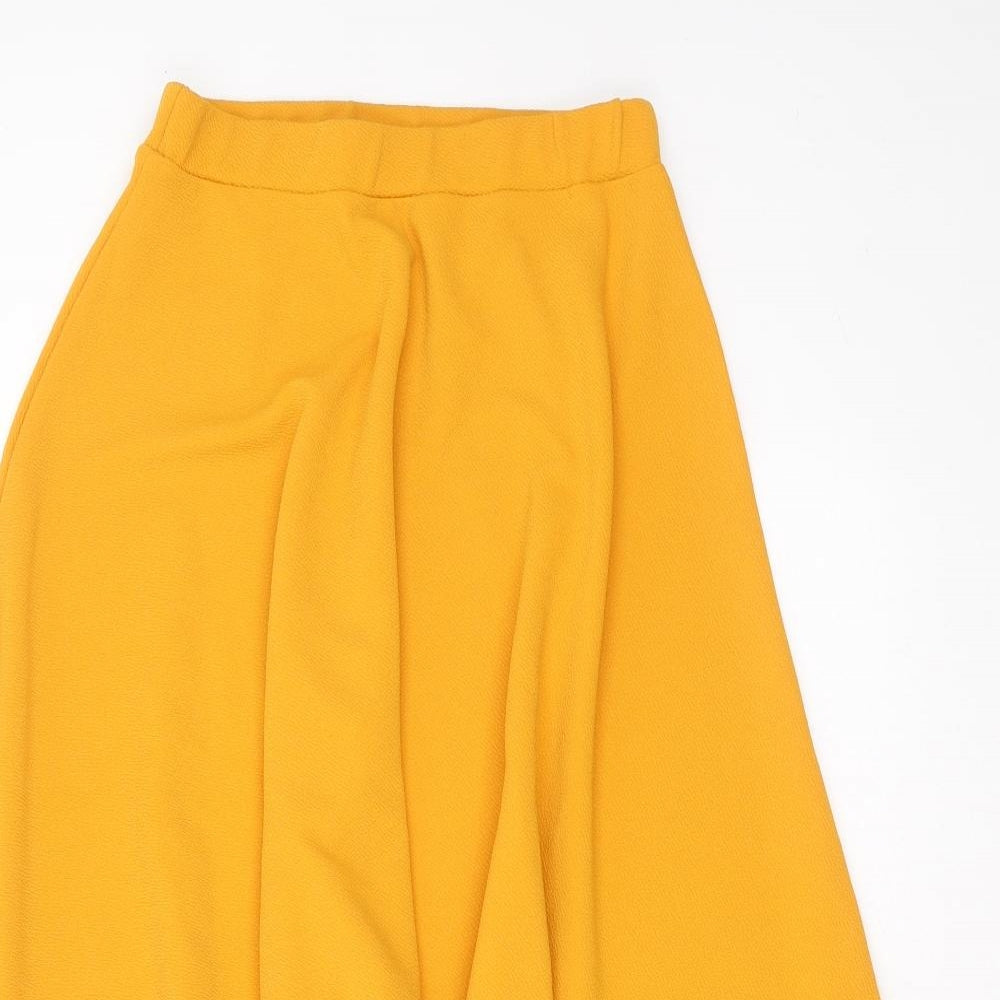 Boohoo Womens Yellow  Polyester A-Line Skirt Size 6