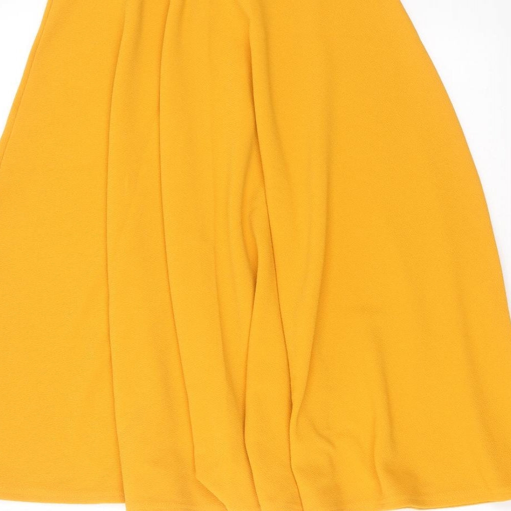 Boohoo Womens Yellow  Polyester A-Line Skirt Size 6
