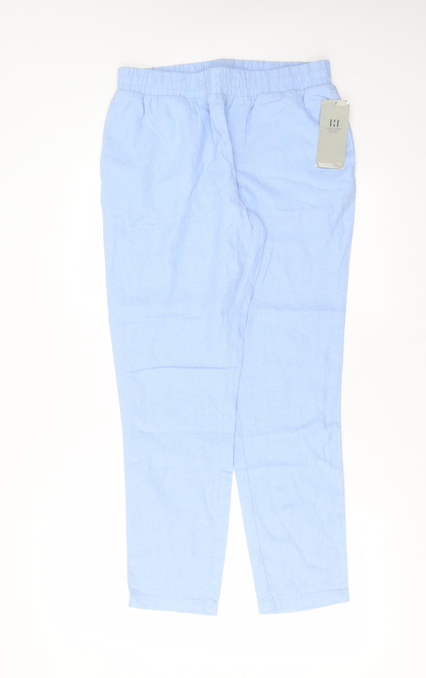 hirdaramani Womens Blue  Linen Trousers  Size 12 L28 in Regular