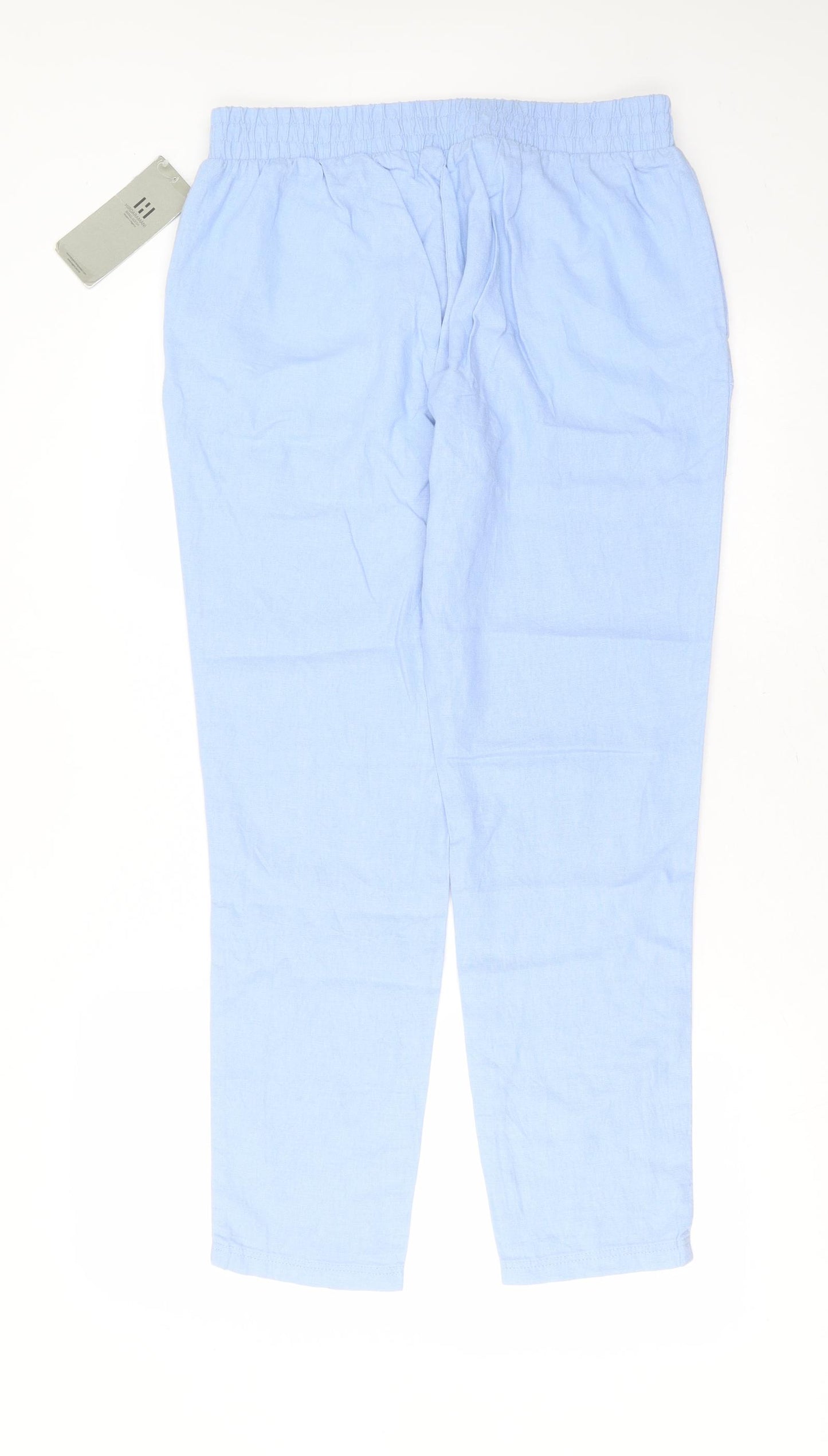 hirdaramani Womens Blue  Linen Trousers  Size 12 L28 in Regular