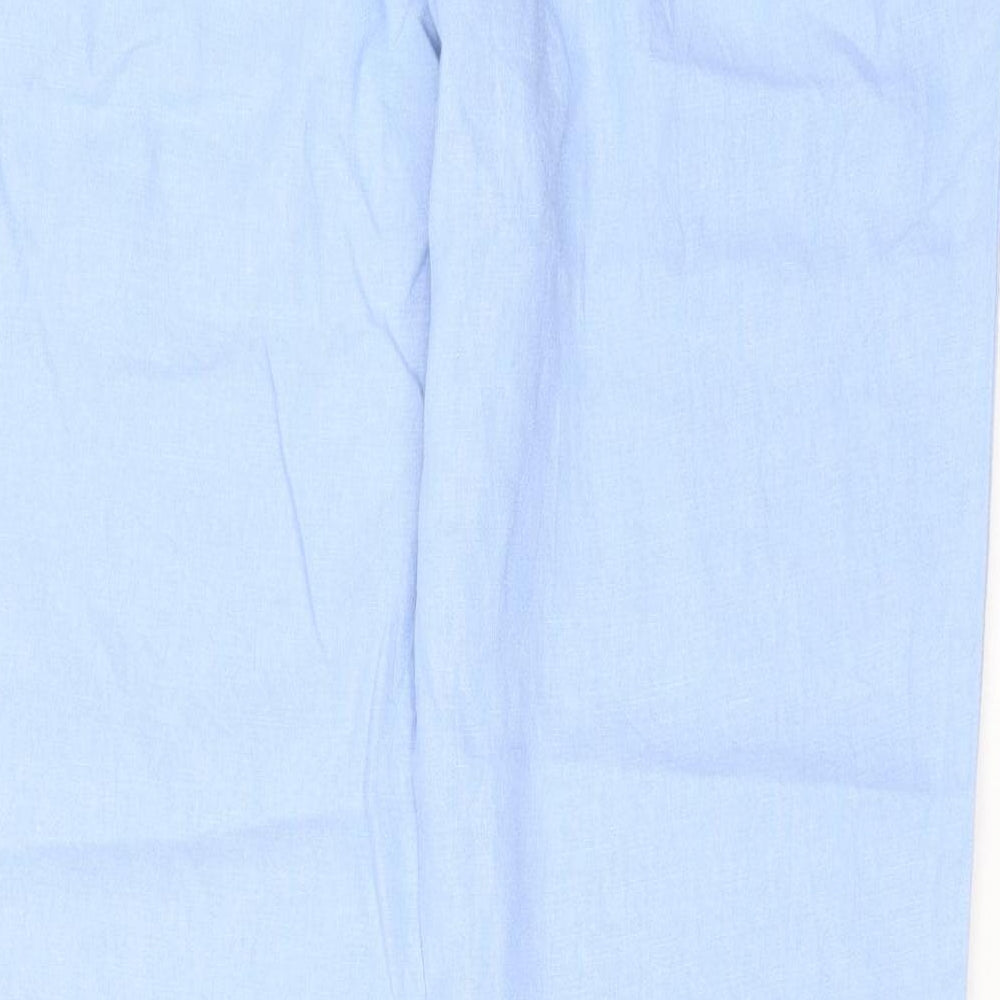 hirdaramani Womens Blue  Linen Trousers  Size 12 L28 in Regular