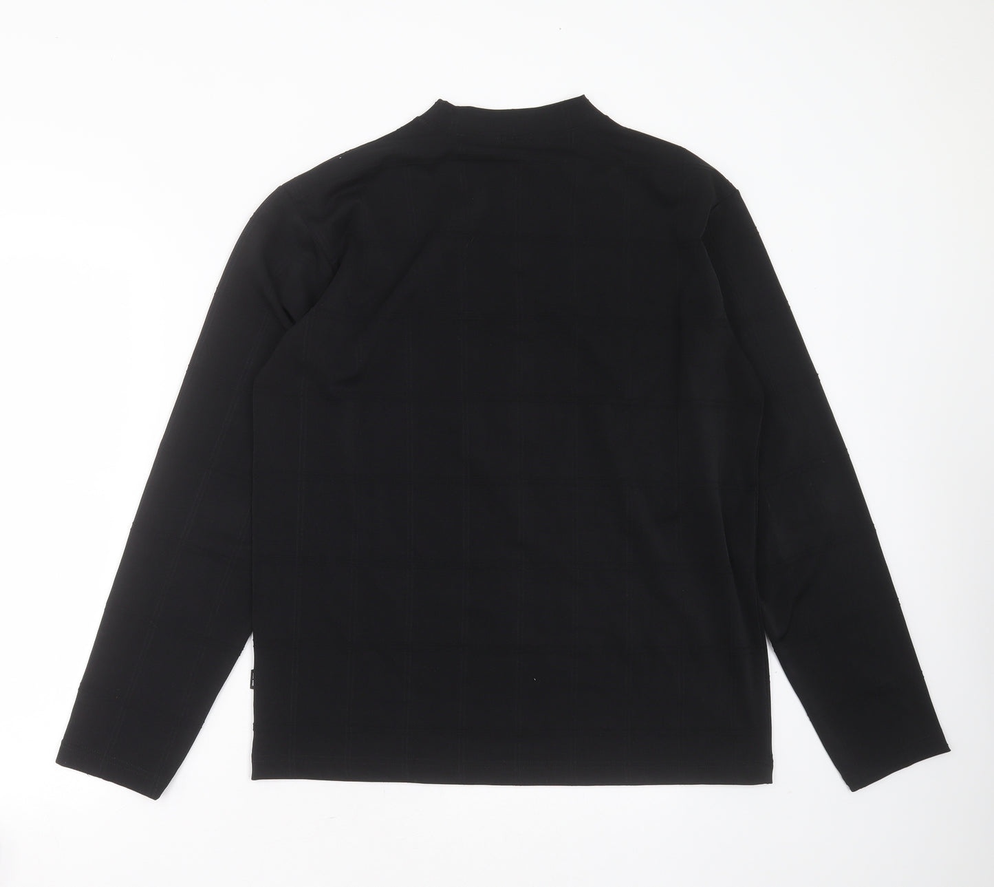 Kurt Muller Mens Black Check Polyester  T-Shirt Size L Round Neck