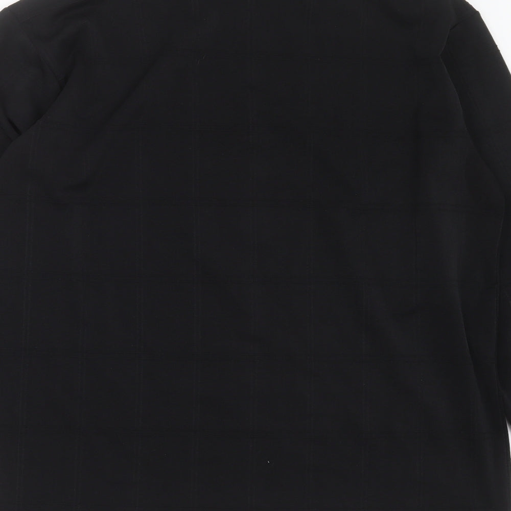 Kurt Muller Mens Black Check Polyester  T-Shirt Size L Round Neck