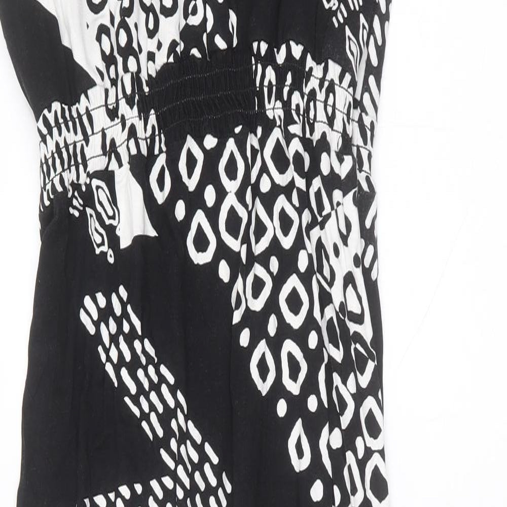 Principles Womens Black Geometric Viscose Maxi  Size 12  V-Neck