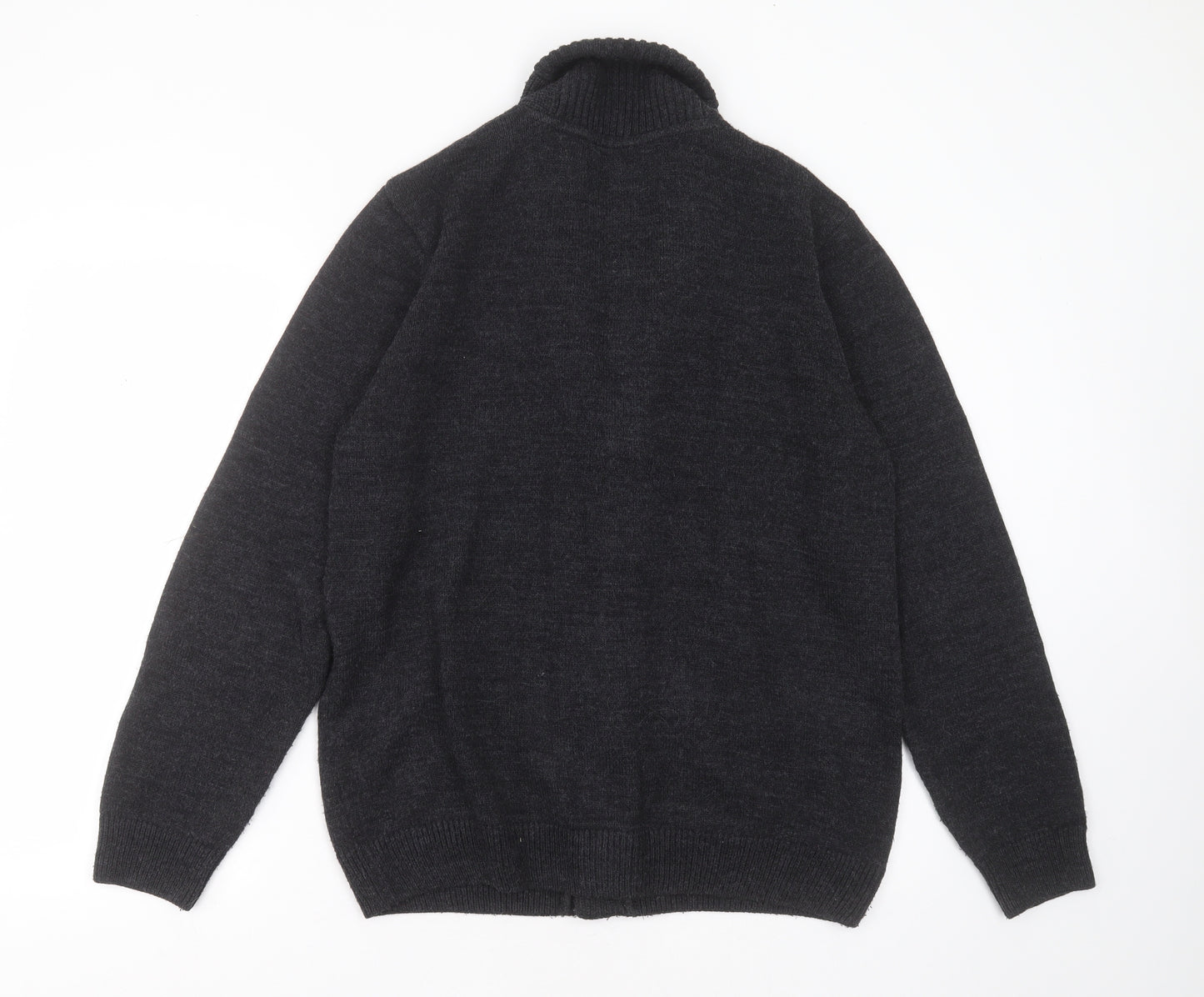 River Island Mens Grey Collared  Acrylic Cardigan Jumper Size M