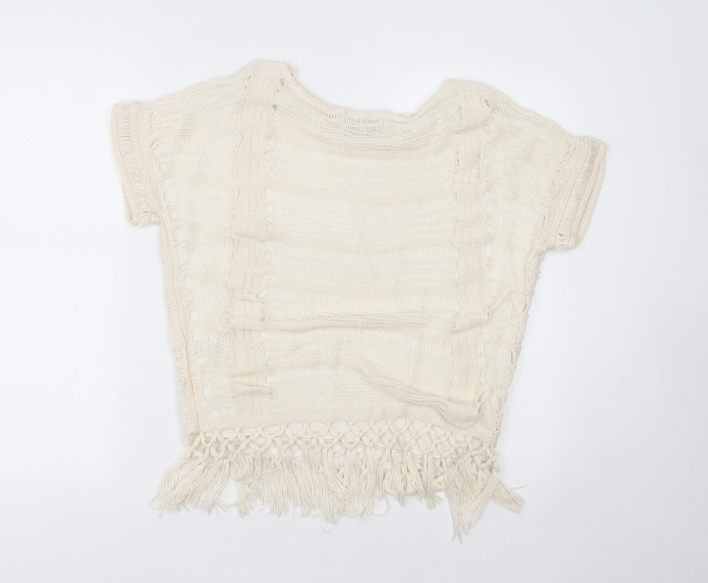 Papaya Womens Ivory Round Neck Striped Acrylic Pullover Jumper Size 12