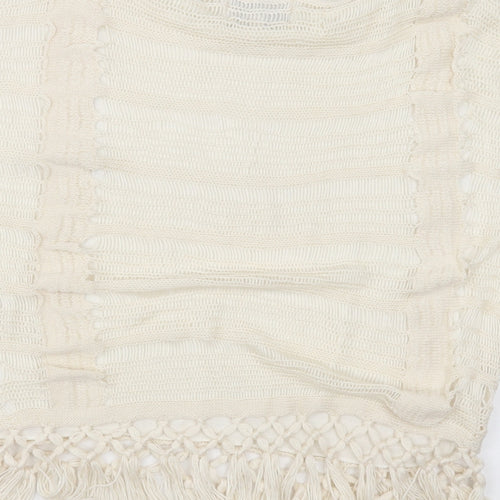 Papaya Womens Ivory Round Neck Striped Acrylic Pullover Jumper Size 12