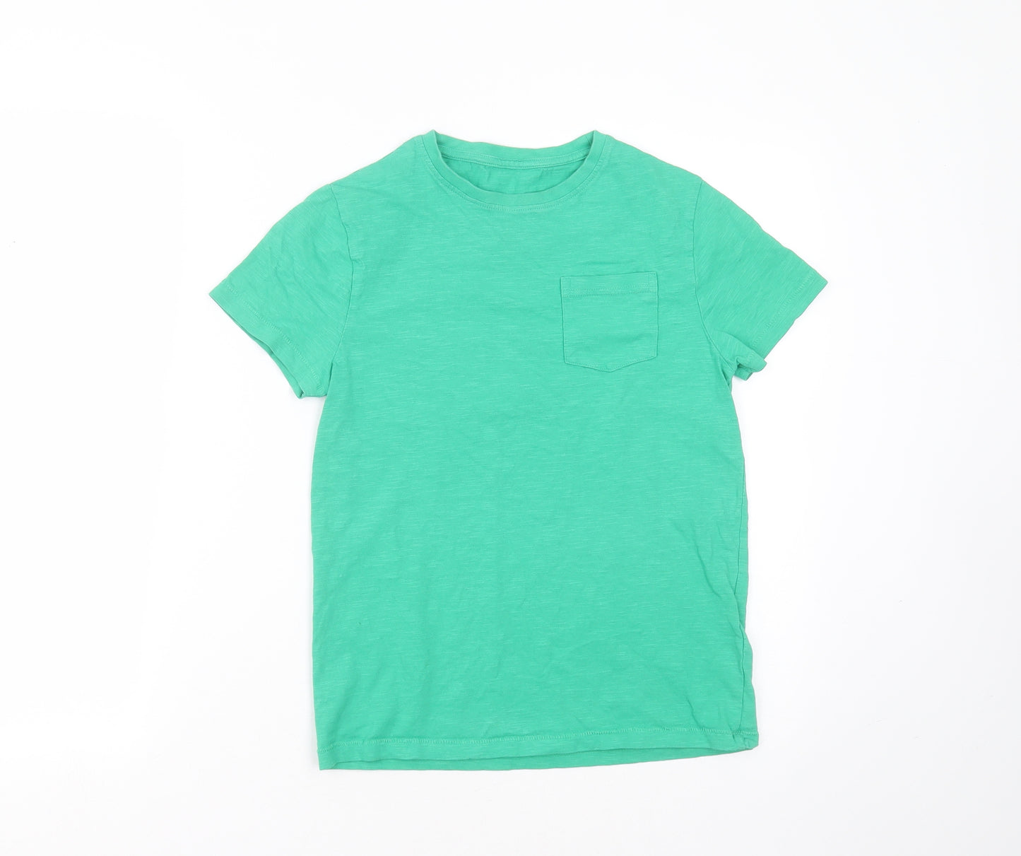 Marks and Spencer Boys Green  Cotton Basic T-Shirt Size 10-11 Years Round Neck