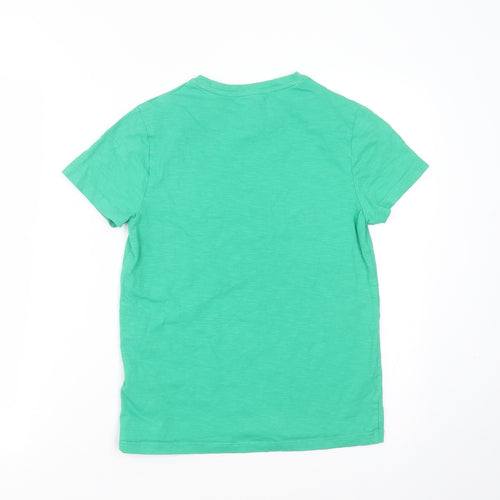 Marks and Spencer Boys Green  Cotton Basic T-Shirt Size 10-11 Years Round Neck