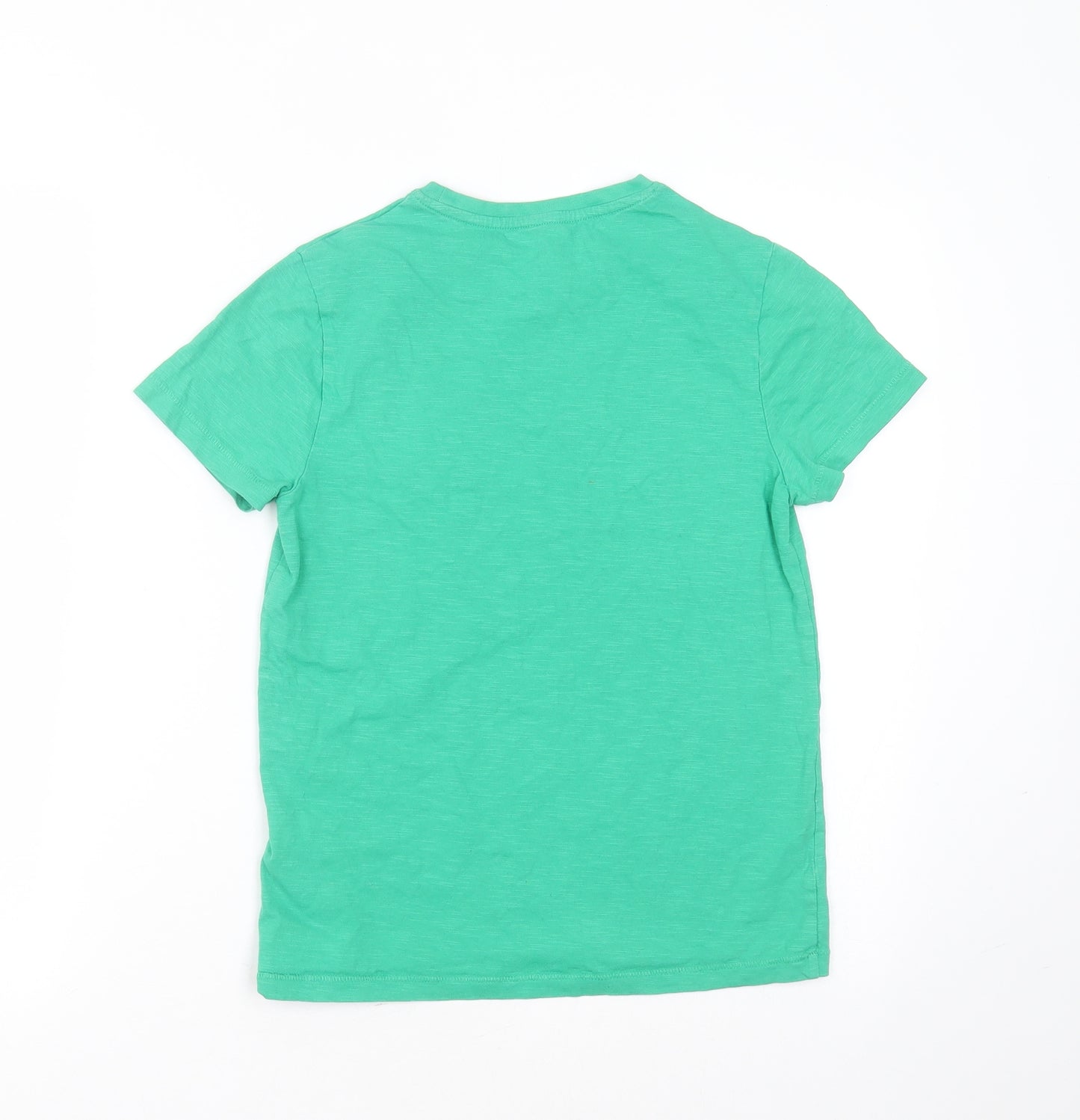 Marks and Spencer Boys Green  Cotton Basic T-Shirt Size 10-11 Years Round Neck