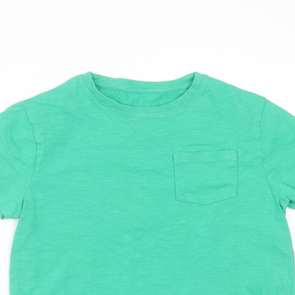 Marks and Spencer Boys Green  Cotton Basic T-Shirt Size 10-11 Years Round Neck