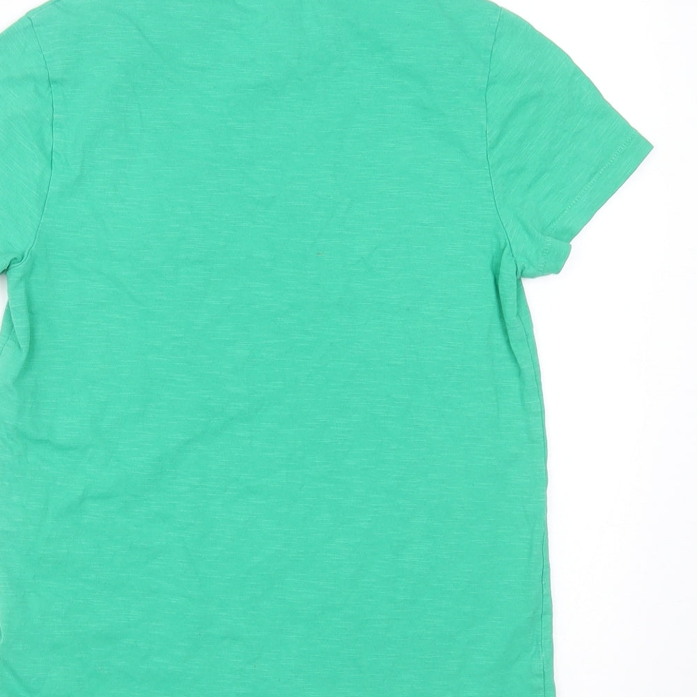 Marks and Spencer Boys Green  Cotton Basic T-Shirt Size 10-11 Years Round Neck