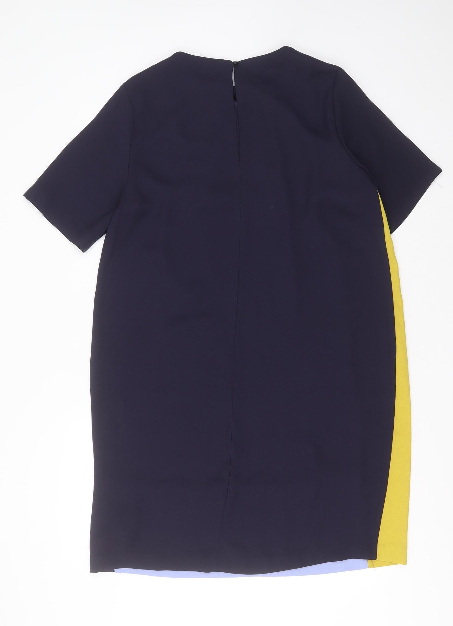 Marks and Spencer Womens Blue Colourblock Polyester Shift  Size 16  Round Neck