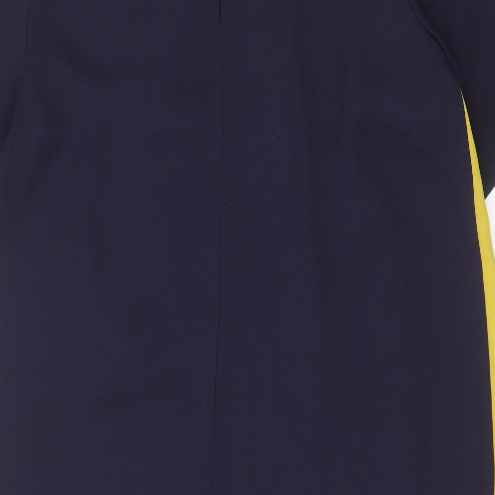 Marks and Spencer Womens Blue Colourblock Polyester Shift  Size 16  Round Neck
