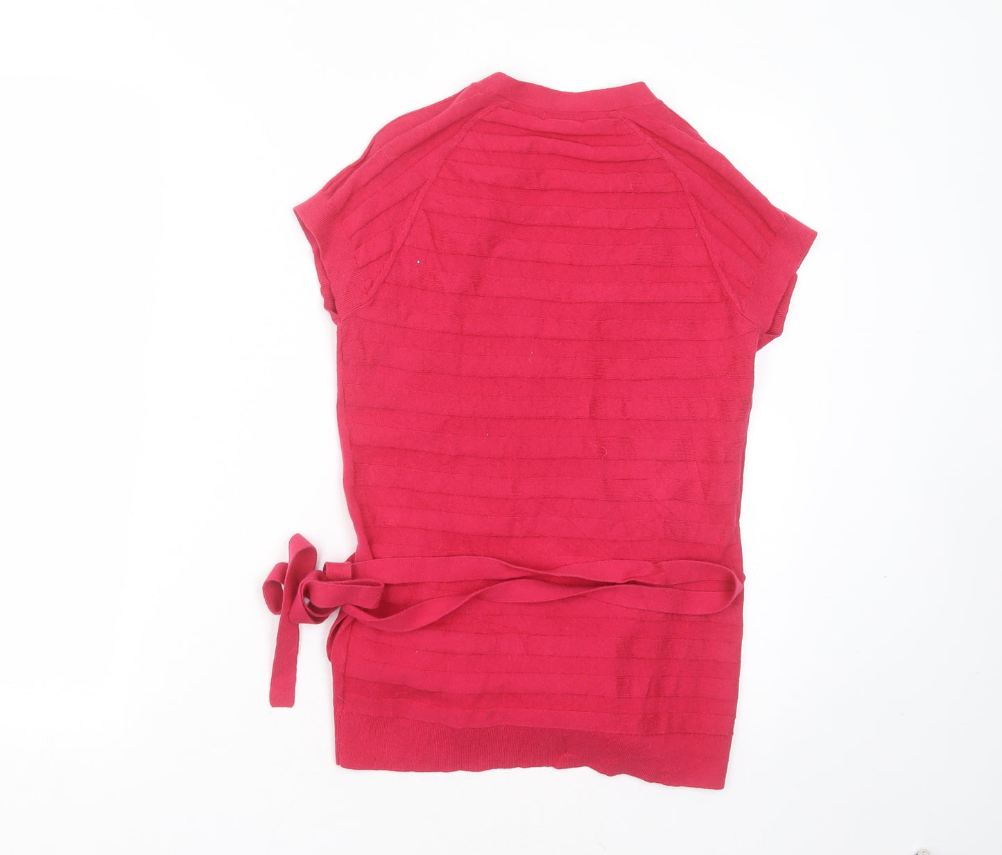 Jigsaw Womens Pink V-Neck Striped Cotton Wrap Jumper Size S