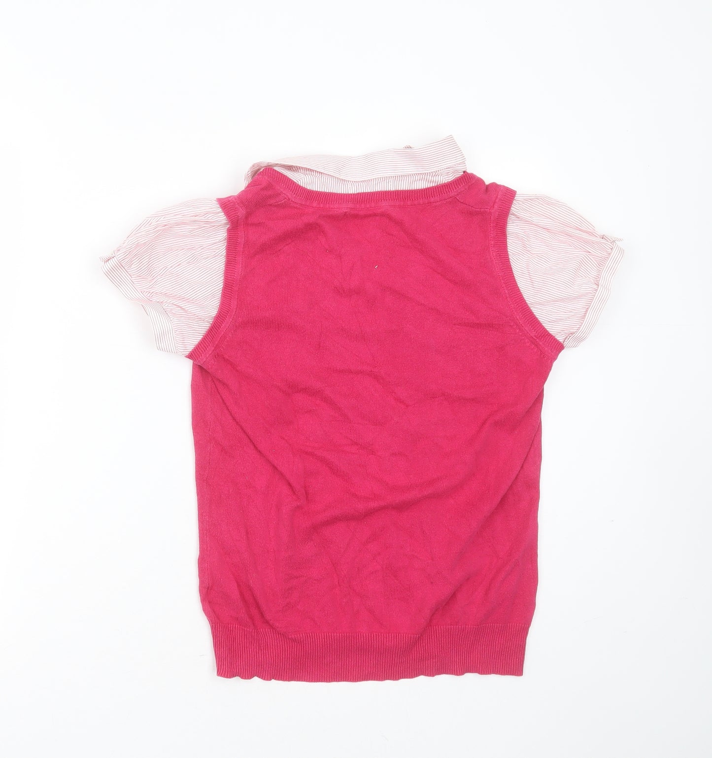 TU Womens Pink Collared  Cotton Pullover Jumper Size 12   - Under Shirt detail