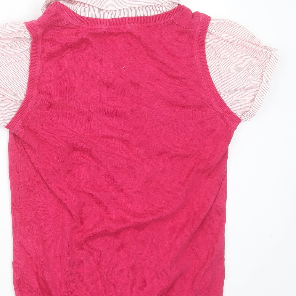 TU Womens Pink Collared  Cotton Pullover Jumper Size 12   - Under Shirt detail