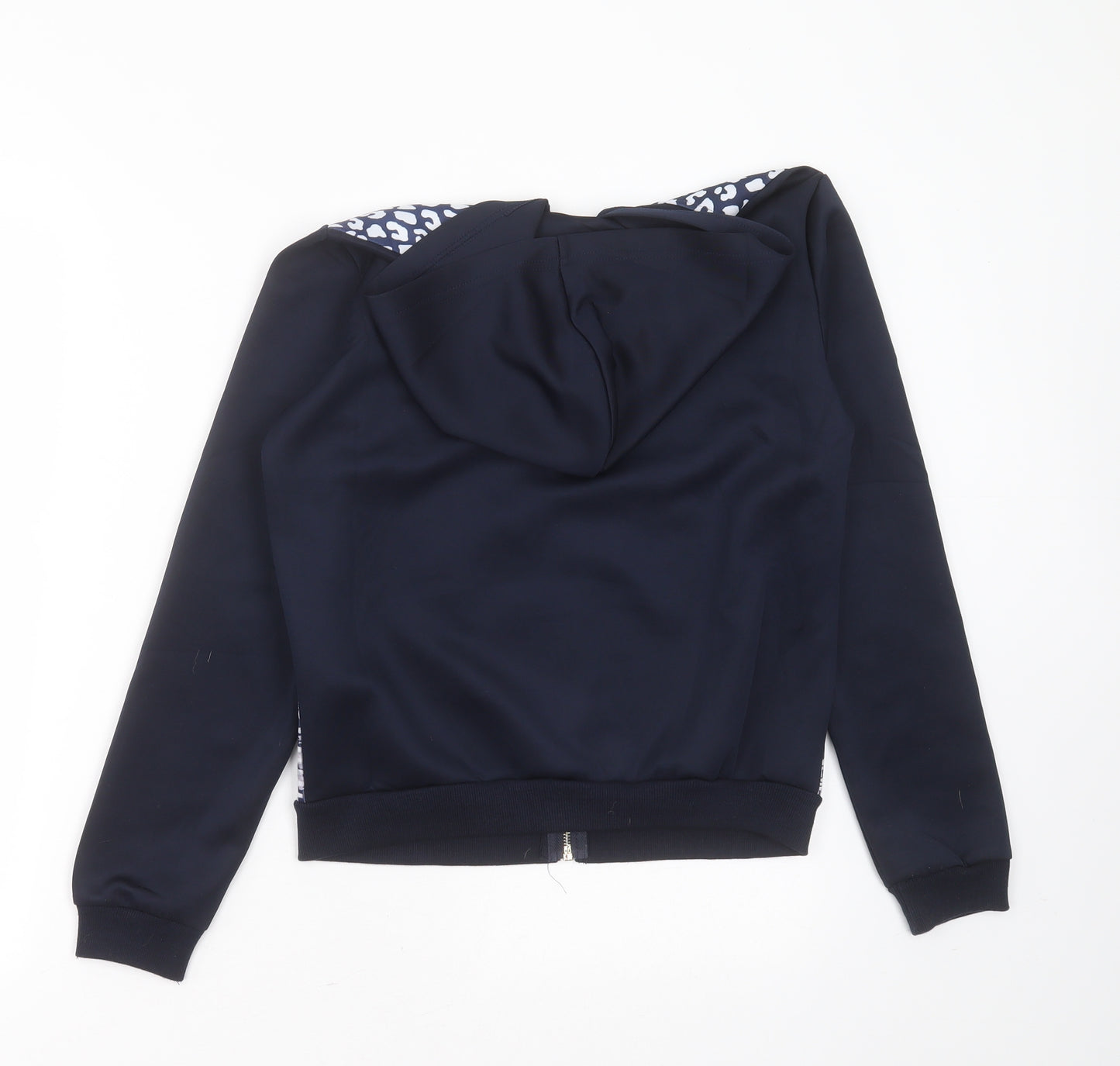 glam style Womens Blue  Cotton Full Zip Hoodie Size S  Zip - zebras