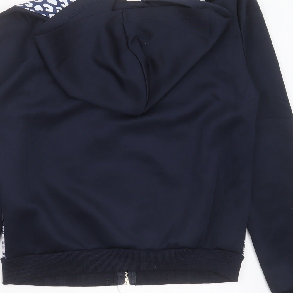 glam style Womens Blue  Cotton Full Zip Hoodie Size S  Zip - zebras