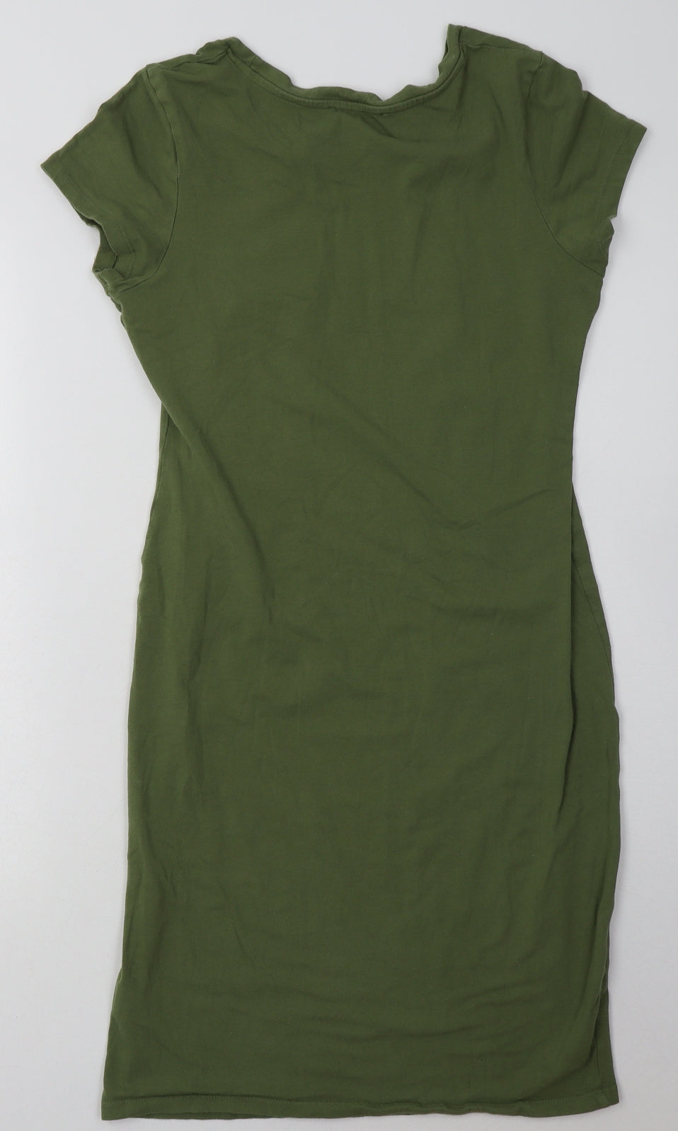 primaek Womens Green  Cotton T-Shirt Dress  Size 14  Crew Neck Pullover