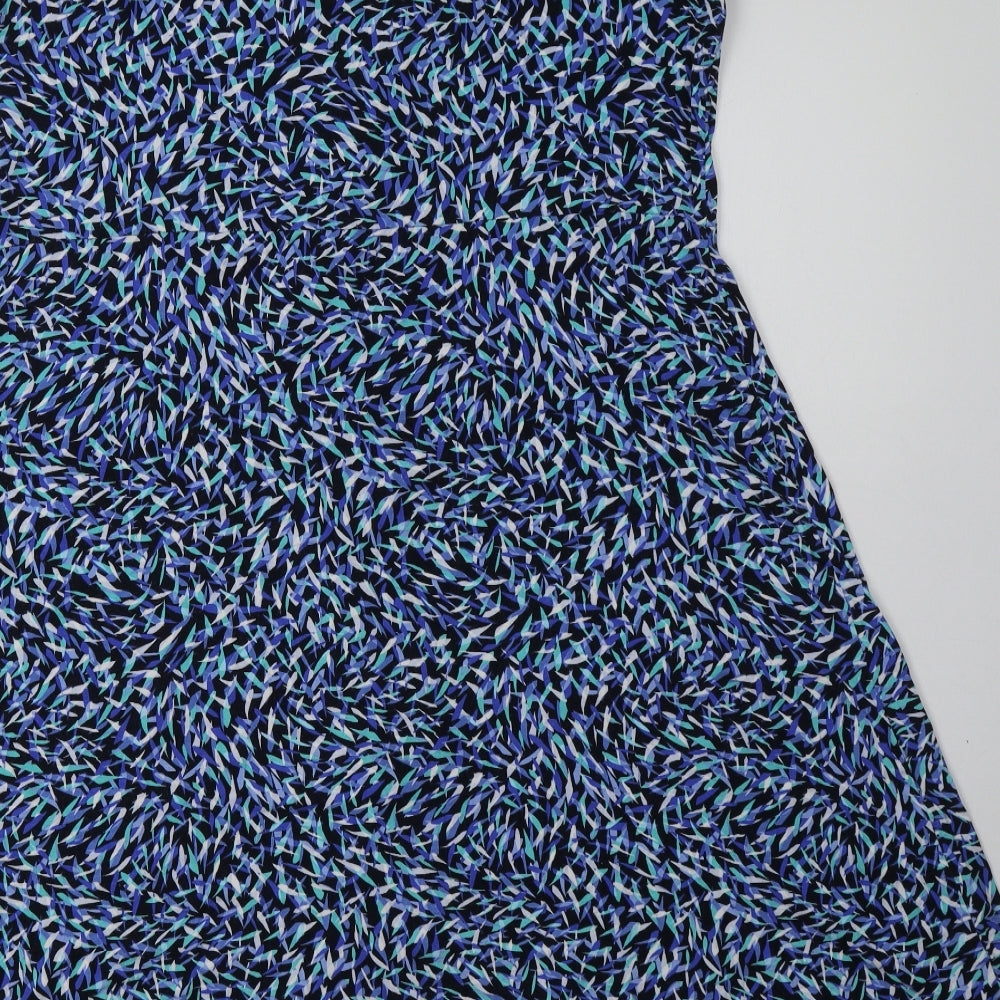 bm  Womens Blue Geometric Viscose A-Line  Size 18  V-Neck Pullover