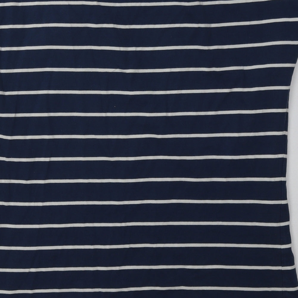 Brakeburn Womens Blue Striped Cotton Basic T-Shirt Size 12 Crew Neck