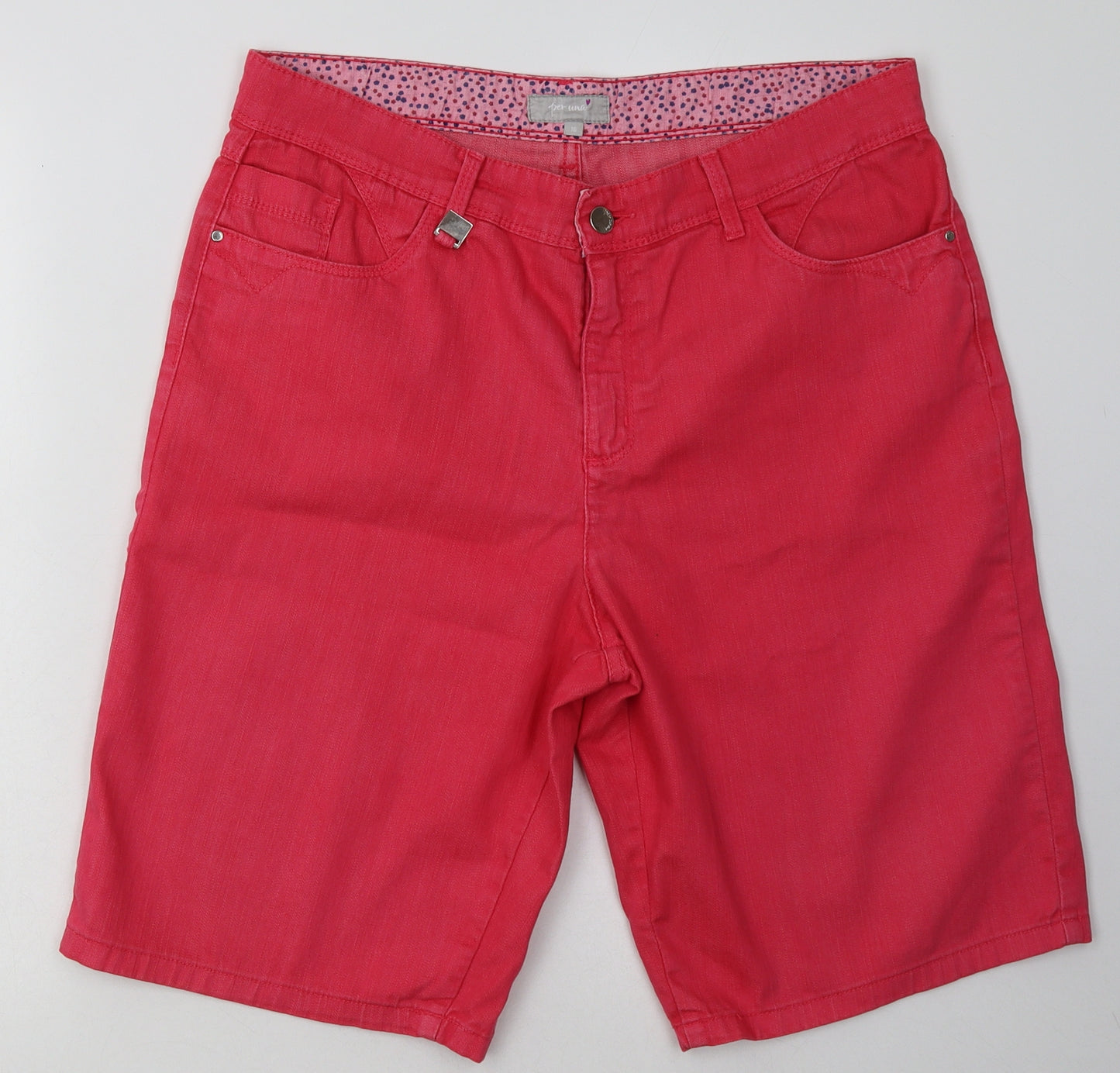 Marks and Spencer Womens Pink  Cotton Bermuda Shorts Size 16 L12 in Regular Button