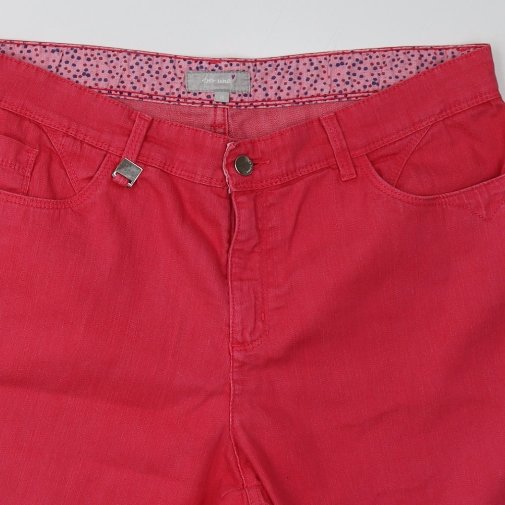 Marks and Spencer Womens Pink  Cotton Bermuda Shorts Size 16 L12 in Regular Button
