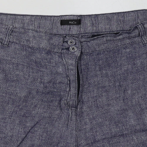 M&Co Womens Blue  Linen Paperbag Shorts Size 14 L10 in Regular Button