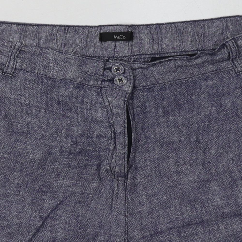 M&Co Womens Blue  Linen Paperbag Shorts Size 14 L10 in Regular Button